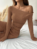 Kenzlee | Ribbed Two Piece Set – Casual Long Sleeve Top Wide Leg Pants