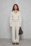 Kimber | Knit Two Piece Set – Casual Zip Front Collar Wide Leg Pants