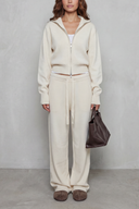 Kimber | Knit Two Piece Set – Casual Zip Front Collar Wide Leg Pants