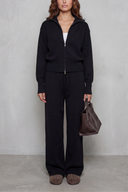 Kimber | Knit Two Piece Set – Casual Zip Front Collar Wide Leg Pants