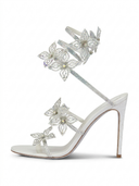 Kimberly | Strappy High Heel Sandals – Floral Rhinestone Ankle Wrap Wedding Shoes