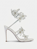 Kimberly | Strappy High Heel Sandals – Floral Rhinestone Ankle Wrap Wedding Shoes