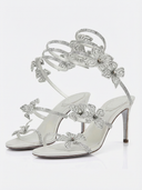 Kimberly | Strappy High Heel Sandals – Floral Rhinestone Ankle Wrap Wedding Shoes