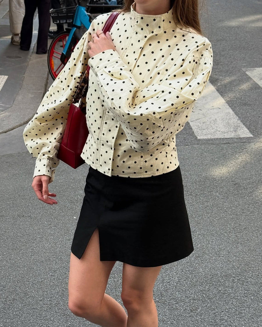 Krista | Polka Dot Jacket – High Neck Puff Sleeve Everyday Wear