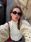 Krista | Polka Dot Jacket – High Neck Puff Sleeve Everyday Wear