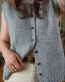 Kylie | Knit Button Front Vest – Crew Neck Sleeveless Everyday Layer
