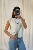 Kylie | Knit Button Front Vest – Crew Neck Sleeveless Everyday Layer
