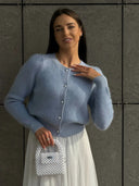 Kyndall | Button Front Knit Cardigan – Crew Neck Long Sleeve Ribbed Trim