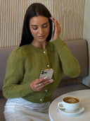 Kyndall | Button Front Knit Cardigan – Crew Neck Long Sleeve Ribbed Trim