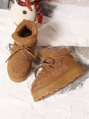 Lacey | Fleece Lined Ankle Boots – Winter Lace Up Round Toe Platform Sole