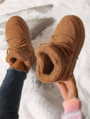 Lacey | Fleece Lined Ankle Boots – Winter Lace Up Round Toe Platform Sole