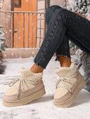 Lacey | Fleece Lined Ankle Boots – Winter Lace Up Round Toe Platform Sole
