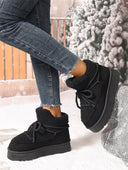Lacey | Fleece Lined Ankle Boots – Winter Lace Up Round Toe Platform Sole