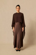 Lainey | Cape Sleeve Maxi Dress – Crew Neck Overlay Wedding Guest Evening