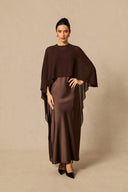 Lainey | Cape Sleeve Maxi Dress – Crew Neck Overlay Wedding Guest Evening