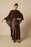 Lainey | Cape Sleeve Maxi Dress – Crew Neck Overlay Wedding Guest Evening