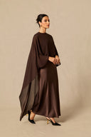Lainey | Cape Sleeve Maxi Dress – Crew Neck Overlay Wedding Guest Evening