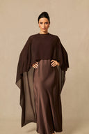 Lainey | Cape Sleeve Maxi Dress – Crew Neck Overlay Wedding Guest Evening