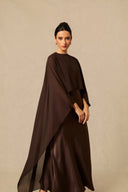 Lainey | Cape Sleeve Maxi Dress – Crew Neck Overlay Wedding Guest Evening