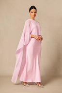 Lainey | Cape Sleeve Maxi Dress – Crew Neck Overlay Wedding Guest Evening