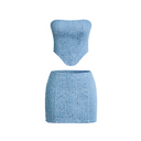 Lauren | Sequin Two Piece Set – Strapless Bandeau Top Mini Skirt Going Out Party Set