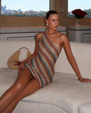 Laury | Scallop Print One Shoulder Mini – Geometric Knit Summer Holiday Dress