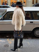 Leonie | Shaggy Winter Coat – Oversized Collar Long Sleeve Textured Pile