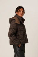 Leora | Leopard Print Puffer Jacket – Winter Hooded Zip Front Long Sleeve