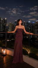 Lilibet | Strapless Ruched Maxi Dress – Evening Bandeau Draped Floor Length