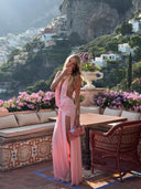 Lilith | Halter Neck Wrap Maxi – Deep V Cross Front Split Evening Summer Dress