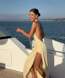 Lilith | Halter Neck Wrap Maxi – Deep V Cross Front Split Evening Summer Dress