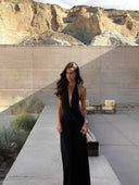 Lilith | Halter Neck Wrap Maxi – Deep V Cross Front Split Evening Summer Dress
