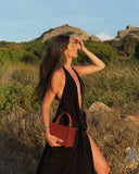 Lilith | Halter Neck Wrap Maxi – Deep V Cross Front Split Evening Summer Dress