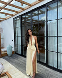 Lilith | Halter Neck Wrap Maxi – Deep V Cross Front Split Evening Summer Dress