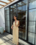 Lilith | Halter Neck Wrap Maxi – Deep V Cross Front Split Evening Summer Dress