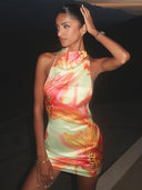 Lillian | Floral Halter Mini Dress – Sleeveless Open Back Summer Party