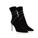 Lilou | Rhinestone Ankle Boots – Evening Pointed Toe Stiletto Heel Wrap Straps