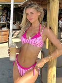 Lina | Striped Triangle Bikini Set – Halter Tie Side Summer Swimwear