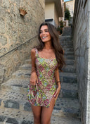 Lisa | Multi Sequin Mini – Square Neck Sleeveless Geometric Body-Con Party Dress