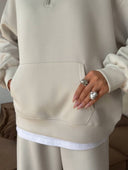 Lisette | Two Piece Sweat Set – Casual Half Zip Long Sleeve Wide Leg Pants