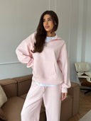 Lisette | Two Piece Sweat Set – Casual Half Zip Long Sleeve Wide Leg Pants