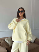 Lisette | Two Piece Sweat Set – Casual Half Zip Long Sleeve Wide Leg Pants