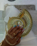 Liv | Nautilus Shell Clutch – Evening Event Spiral Ridged Hard Body