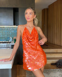 Livia | Large Sequin Halter Mini – Cowl Neck Open Back Party Summer Dress