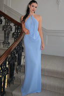 Lola | Two Piece Maxi Set – Halter Neck Cowl Drape Cut-Out Backless Summer