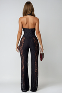 Lorelei | Lace Jumpsuit – Halter Neck Deep V Lace-Up Corset Waist Going Out Jumpsuit