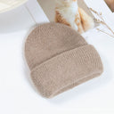 Lorraine | Fuzzy Knit Beanie – Winter Ribbed Foldover Cuff Rounded Crown