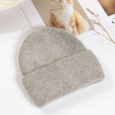 Lorraine | Fuzzy Knit Beanie – Winter Ribbed Foldover Cuff Rounded Crown
