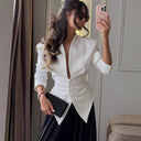 Lottie | Tailored Blazer – Deep V Neck Button Front Long Sleeve