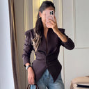 Lottie | Tailored Blazer – Deep V Neck Button Front Long Sleeve